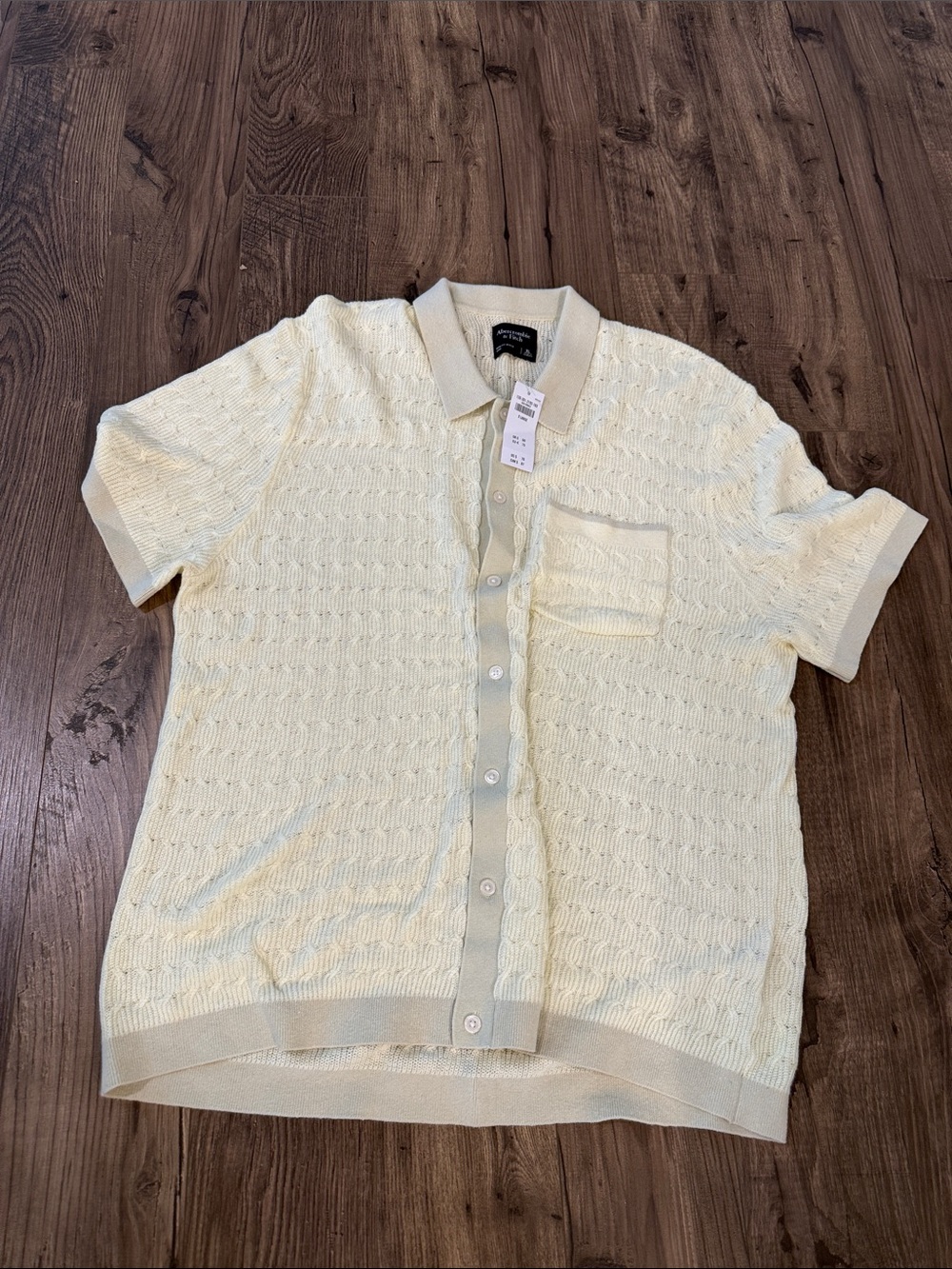 Abercrombie & Fitch Short-Sleeve Knit Button-Up Polo - light butter yellow